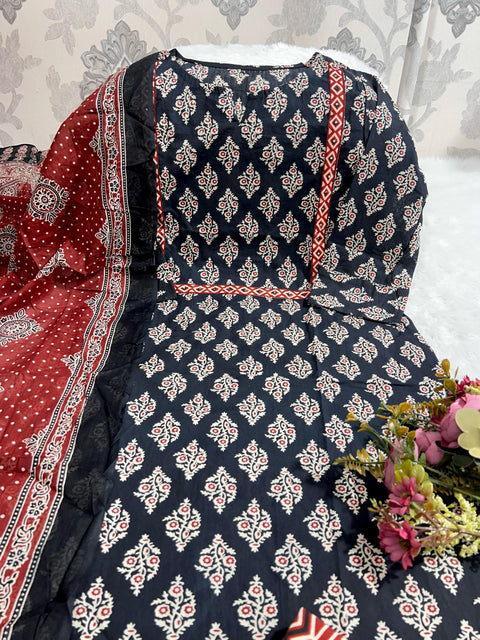 Viscose Rayon Anarkali Kurti pent with Dupatta suit