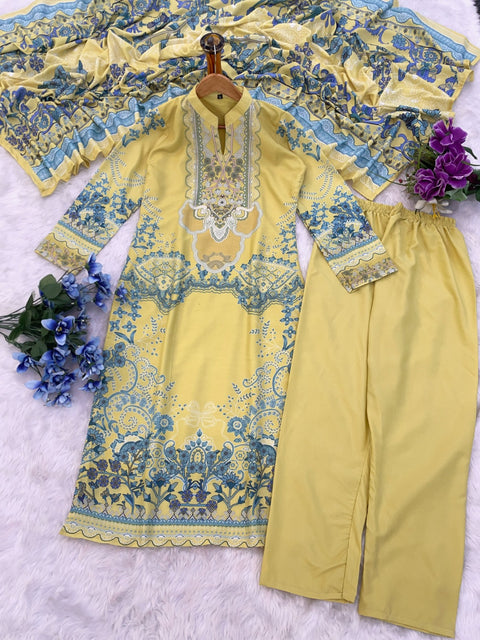 Cotton Embroidery patches with Printed Salwar Suit