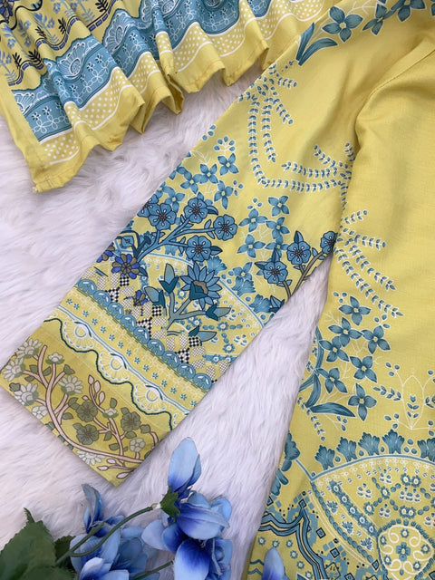 Cotton Embroidery patches with Printed Salwar Suit
