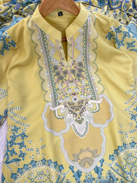 Cotton Embroidery patches with Printed Salwar Suit