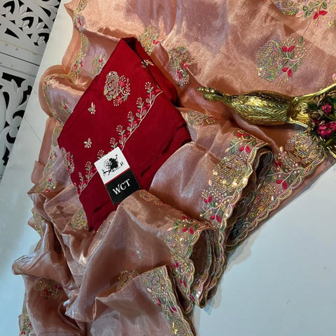 Beautiful soft designer silk saree with beautiful cutdana and sequins work