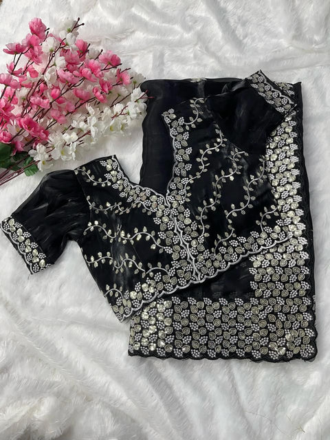 Pure soft jimmy choo silk sarees with sequence work