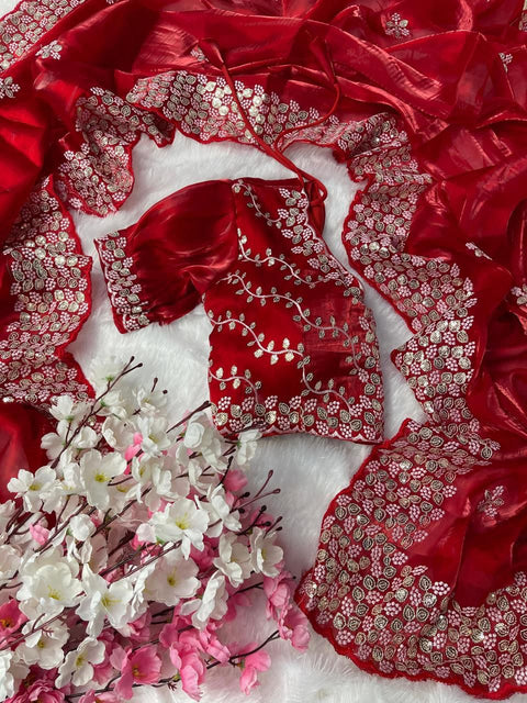 Pure soft jimmy choo silk sarees with sequence work