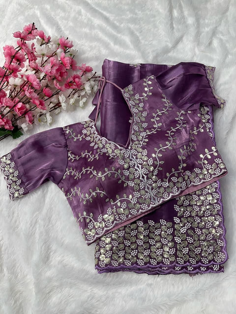 Pure soft jimmy choo silk sarees with sequence work