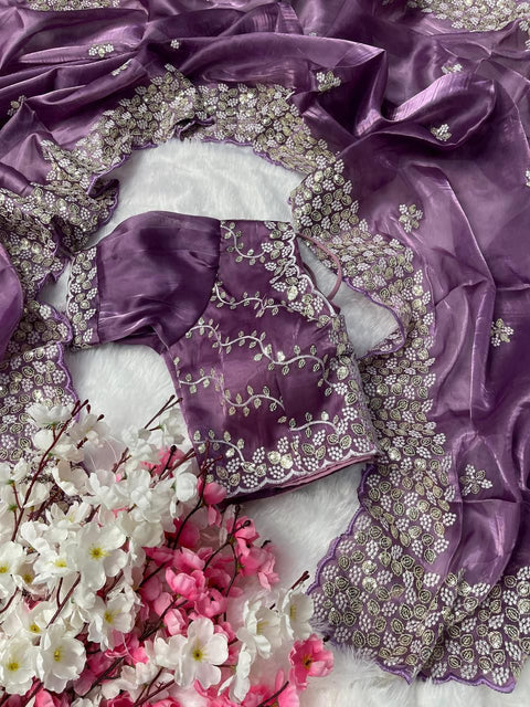 Pure soft jimmy choo silk sarees with sequence work