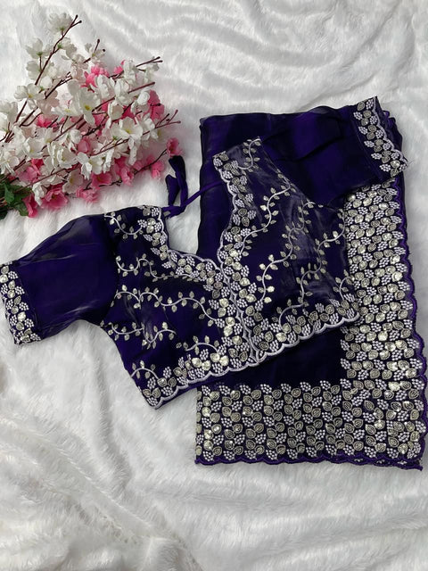 Pure soft jimmy choo silk sarees with sequence work