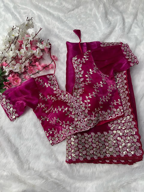Pure soft jimmy choo silk sarees with sequence work