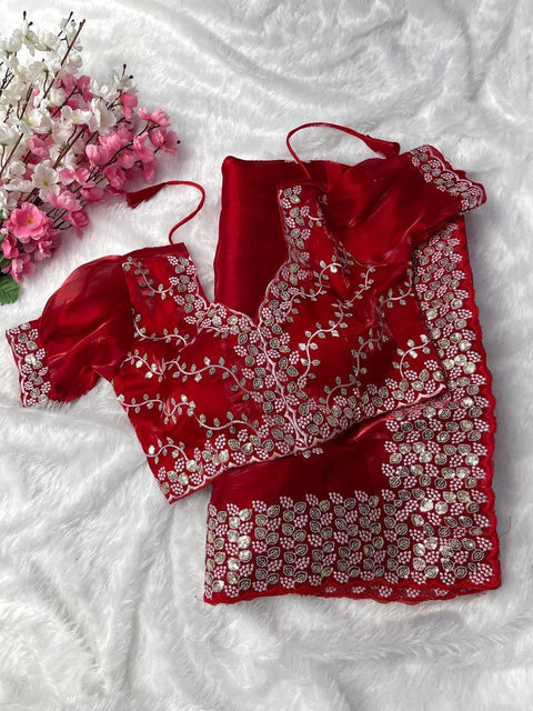 Pure soft jimmy choo silk sarees with sequence work