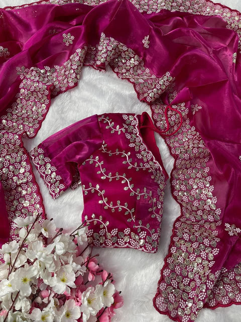 Pure soft jimmy choo silk sarees with sequence work