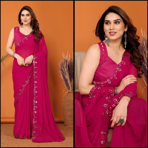 Tranding Beautifull Designer Georgette Fancy Saree