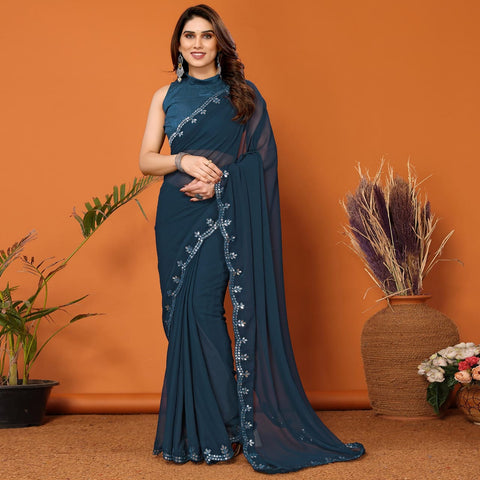 Tranding Beautifull Designer Georgette Fancy Saree