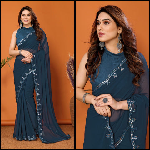 Tranding Beautifull Designer Georgette Fancy Saree