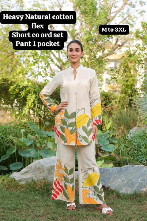 Stylish Pure Cotton Off White Co-Ord Suit