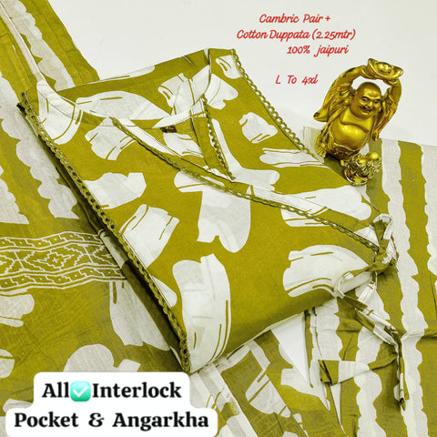Premium Cotton Kurti Pant With Dupatta Suit
