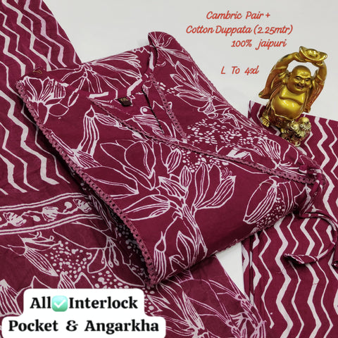 Premium Cotton Kurti Pant With Dupatta Suit