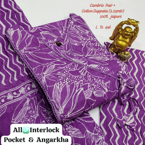Premium Cotton Kurti Pant With Dupatta Suit