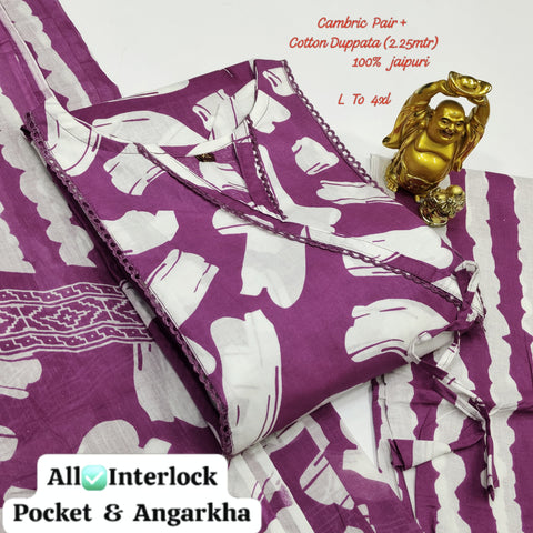 Premium Cotton Kurti Pant With Dupatta Suit