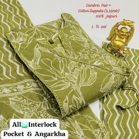Premium Cotton Kurti Pant With Dupatta Suit
