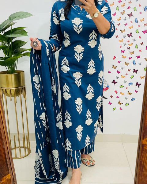 WOMEN'S JAIPURI RAYON PRINTED DUPATTA SUIT