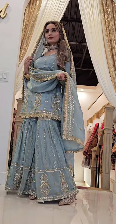 Presenting New Designer Party Wear Look Top-Plazzo and Dupatta With Heavy