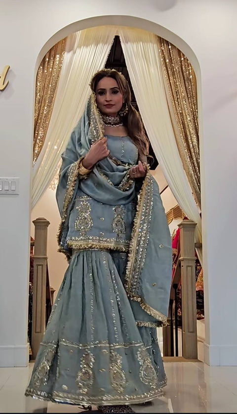 Presenting New Designer Party Wear Look Top-Plazzo and Dupatta With Heavy