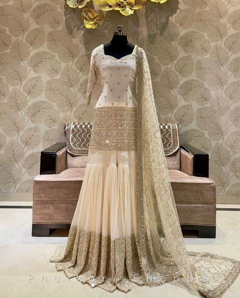 Presenting New Designer Faux Georgette Heavy Top Plazzo with Dupatta