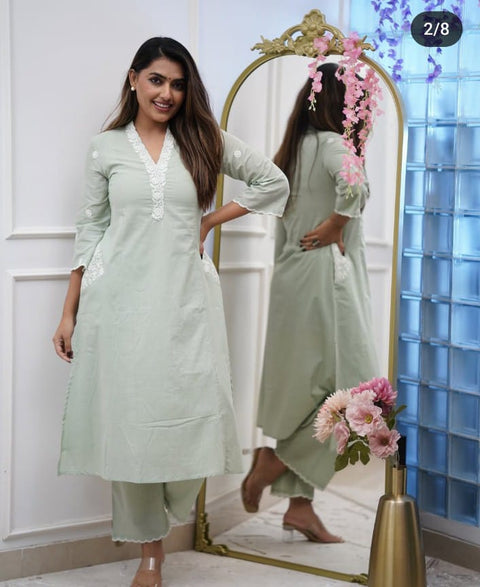 Rayon Embroidered Straight Kurti with Pant