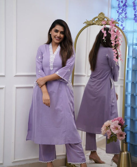 Rayon Embroidered Straight Kurti with Pant