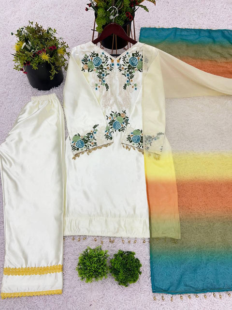 New Designer Party Wear Look Top-Dupatta and Fully Stiched Bottom