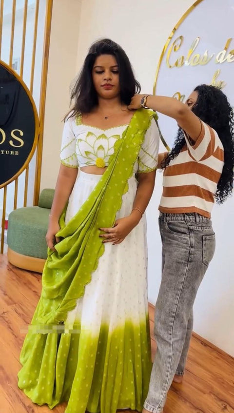 Banarasi Indo-Western Crop Top Ready Made Lehenga