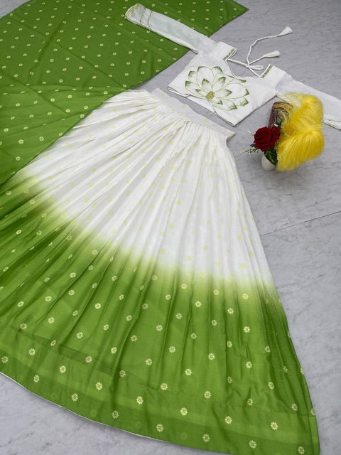 Banarasi Indo-Western Crop Top Ready Made Lehenga