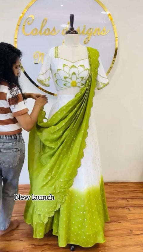 Banarasi Indo-Western Crop Top Ready Made Lehenga