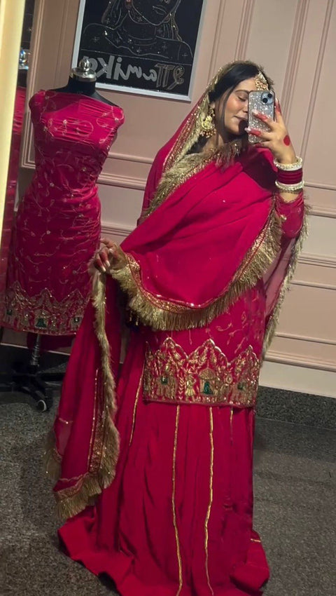 New Designer Party Wear Look Pure Chinnon With Heavy Embroidery Coding