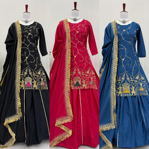 New Designer Party Wear Look Pure Chinnon With Heavy Embroidery Coding