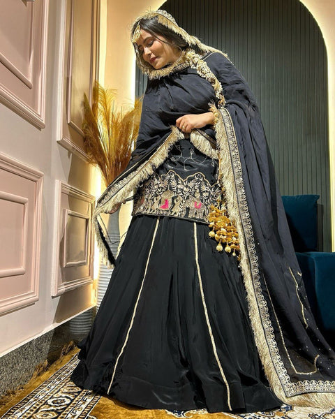 New Designer Party Wear Look Pure Chinnon With Heavy Embroidery Coding