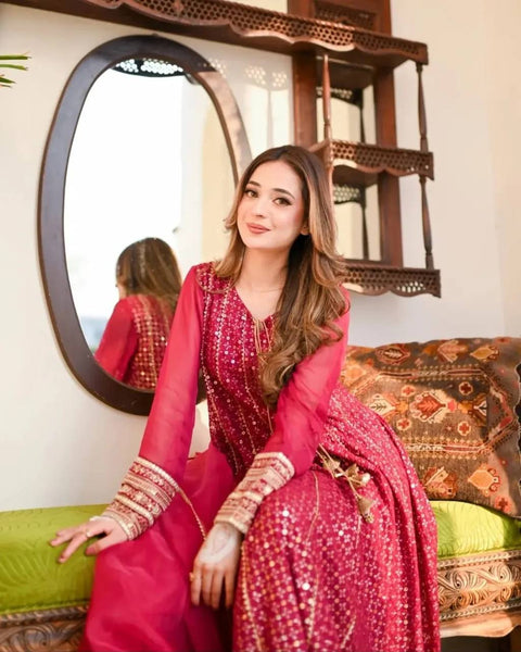 Embroidery Georgette Anarkali Gown With Dupatta