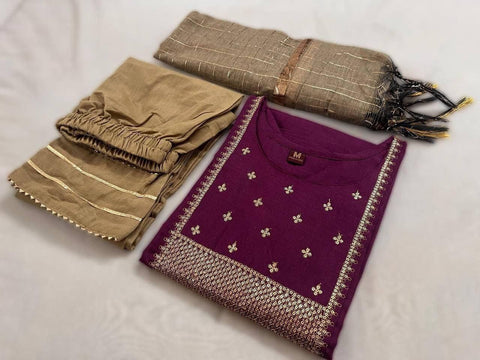 BEAUTIFUL COTTON KURTI SUIT WITH SEQUENCE WORK
