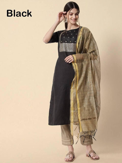 BEAUTIFUL COTTON KURTI SUIT WITH SEQUENCE WORK