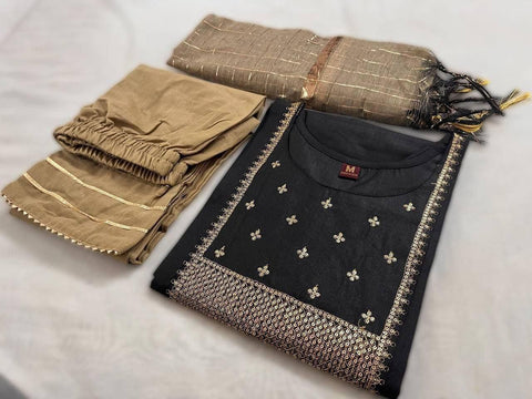 BEAUTIFUL COTTON KURTI SUIT WITH SEQUENCE WORK