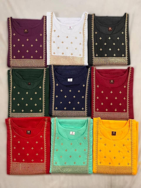 BEAUTIFUL COTTON KURTI SUIT WITH SEQUENCE WORK