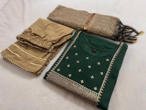 BEAUTIFUL COTTON KURTI SUIT WITH SEQUENCE WORK