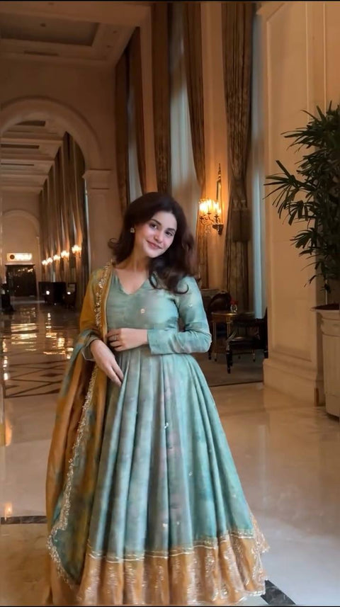Embroidered Georgette Stitched Anarkali Gown