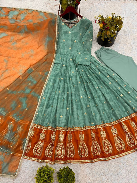 Embroidered Georgette Stitched Anarkali Gown