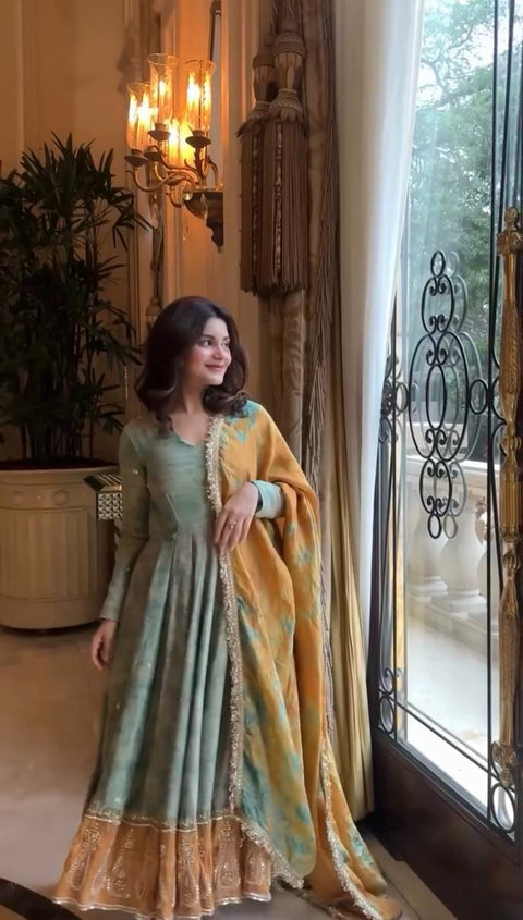 Embroidered Georgette Stitched Anarkali Gown