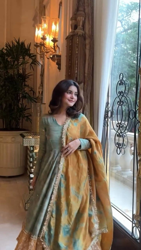 Embroidered Georgette Stitched Anarkali Gown