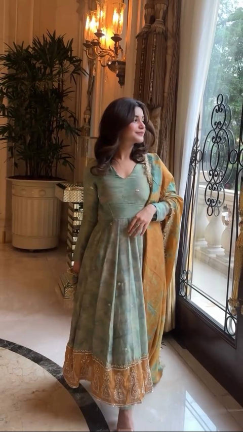 Embroidered Georgette Stitched Anarkali Gown