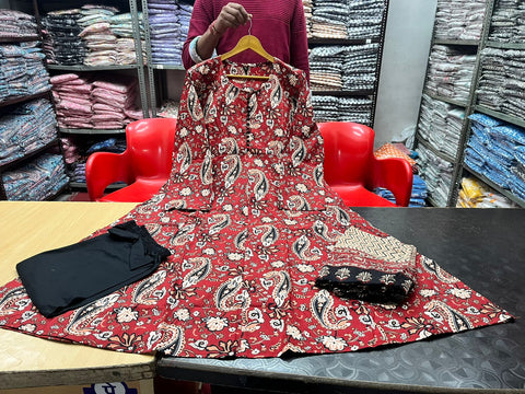Bagru print Anarkali Kurti pant with dupatta
