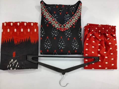 Viscose Women Straight Printed Kurti Pant With Dupatta