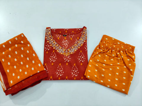 Viscose Women Straight Printed Kurti Pant With Dupatta
