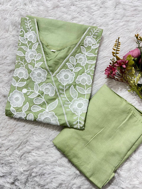 Beautiful Chikankari Trending Cotton Suit Set Kurti and Pant